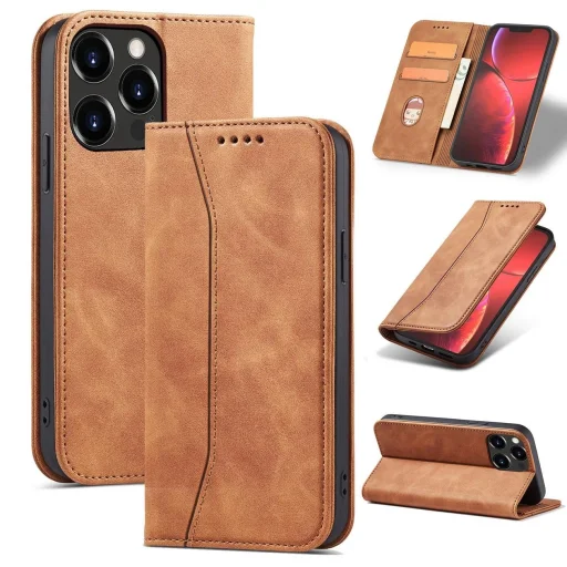 Magnet Fancy Case tok iPhone 13 Pro Max-hoz Pénztárca Kártyatartó Barna - 15