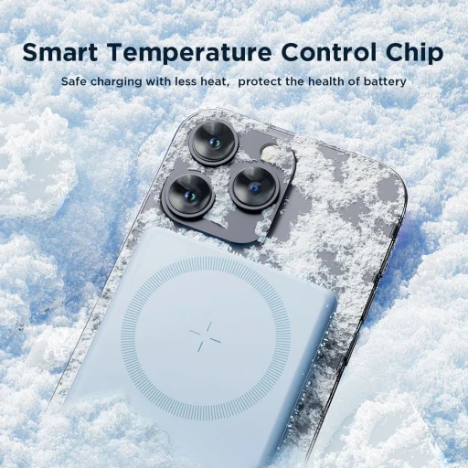 Powerbank Joyroom JR-PBM01 mágneses 10000mAh 20W állvánnyal + Lightning - USB-C kábel - kék - 15