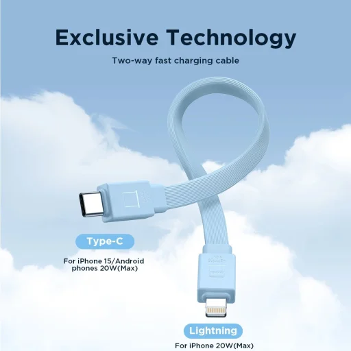 Powerbank Joyroom JR-PBM01 mágneses 10000mAh 20W állvánnyal + Lightning - USB-C kábel - kék - 11