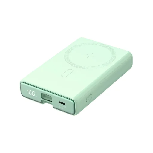 Powerbank Joyroom JR-PBM01 mágneses 10000mAh 20W állvánnyal + Lightning - USB-C kábel - zöld - 2