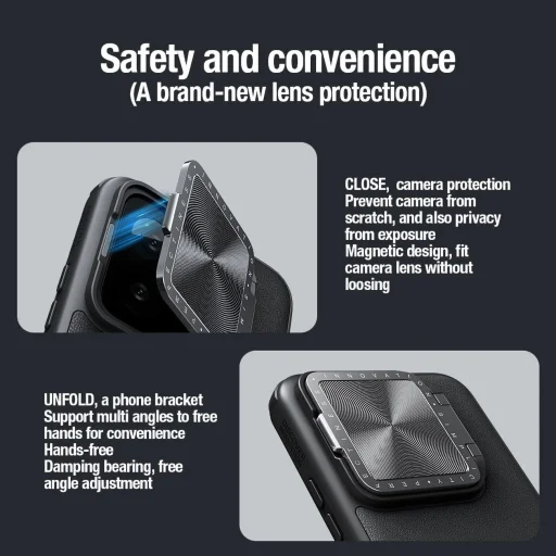 Nillkin CamShield Prop Leather Magnetic tok Xiaomi 14 Pro - fekete - 13