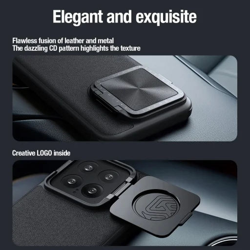 Nillkin CamShield Prop Leather Magnetic tok Xiaomi 14 Pro - fekete - 14