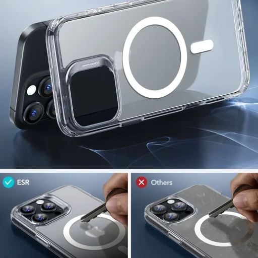  iPhone 16 Pro Max Matt Átlátszó ESR Classic Hybrid HaloLock MagSafe & Edzett Üveg Tok - 5