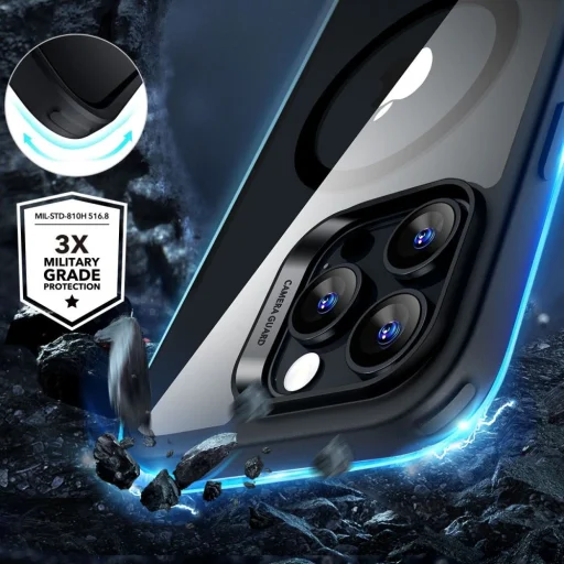  iPhone 16 Pro átlátszó/fekete ESR Classic Hybrid HaloLock MagSafe & Tempered Glass tok - 2