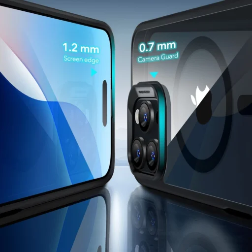  iPhone 16 Pro átlátszó/fekete ESR Classic Hybrid HaloLock MagSafe & Tempered Glass tok - 4