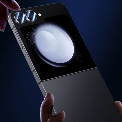 Benks edzett üveg Glass Warrior kameralencse védő Samsung Galaxy Flip 6-hoz (2 darab lencsevédő) fekete üvegfólia - 7