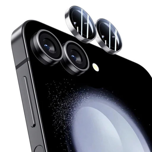 Benks edzett üveg Glass Warrior kameralencse védő Samsung Galaxy Flip 6-hoz (2 darab lencsevédő) fekete üvegfólia - 3