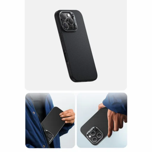  iPhone 16 Pro Max fekete Benks Magnetic Armor Pro Kevlar tok Metal Frame 600D - 3