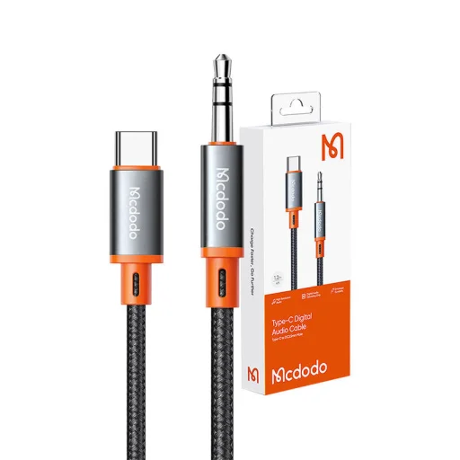 Mcdodo CA-0820 USB-C - 3.5mm AUX mini jack kábel, 1.2m (fekete) - 4