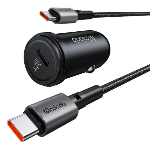 McDodo CC-7493 autós töltő kijelzővel, USB-C, 5A, 65 W + USB-C kábel 1 m 100 W (fekete) - 4