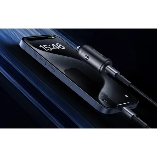 McDodo CC-7493 autós töltő kijelzővel, USB-C, 5A, 65 W + USB-C kábel 1 m 100 W (fekete) - 7