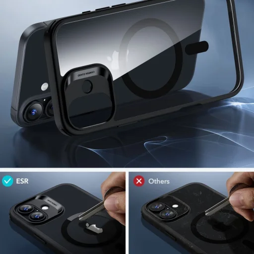  iPhone 16 Plus Átlátszó/Fekete ESR Classic Hybrid HaloLock MagSafe & Edzett Üveg Tok - 5