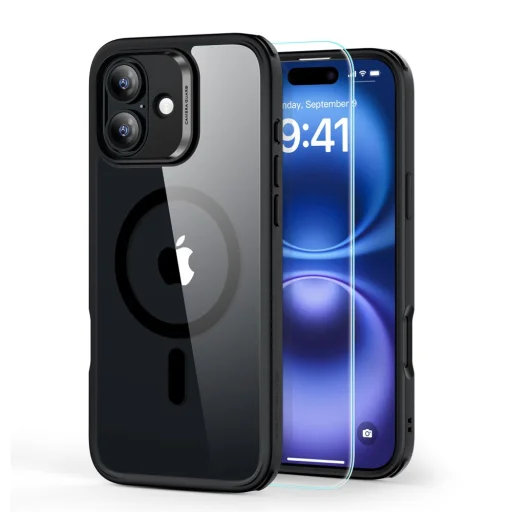  iPhone 16 Plus Átlátszó/Fekete ESR Classic Hybrid HaloLock MagSafe & Edzett Üveg Tok - 1