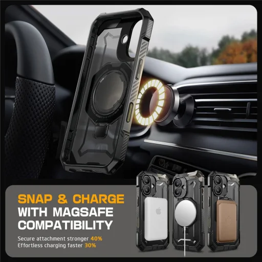  iPhone 16 Fekete Supcase UB Grip Mag Magsafe tok - 8