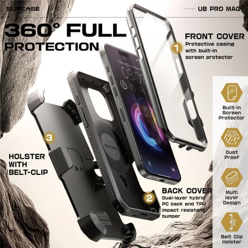  iPhone 16 Pro Max Fekete Supcase Ub Pro Mag Magsafe tok - 5