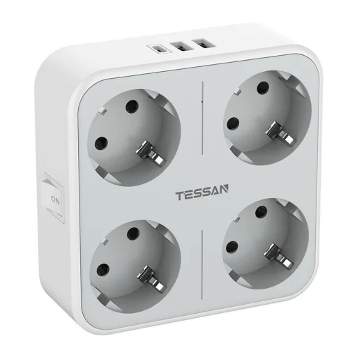 Tessan Wall Socket TS-302-DE-C hálózati elosztó USB porttal - 1