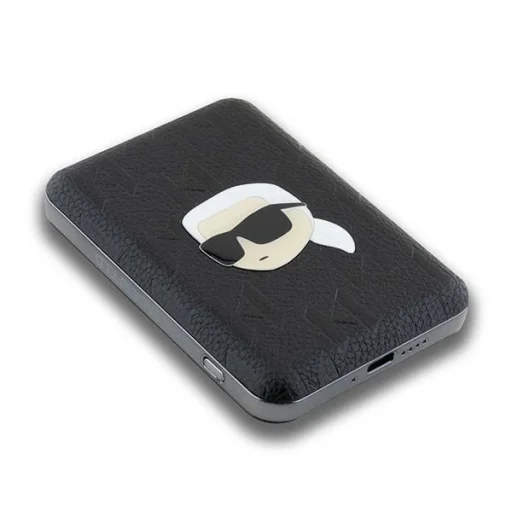 Karl Lagerfeld Powerbank inductive KLPB5FPGKSKIHK 16W 5000mAh fekete/fekete Karl Head Pin MagSafe - 4