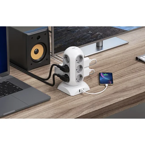TESSAN Power strip TPS02-DE-C hálózati elosztó USB porttal - 4