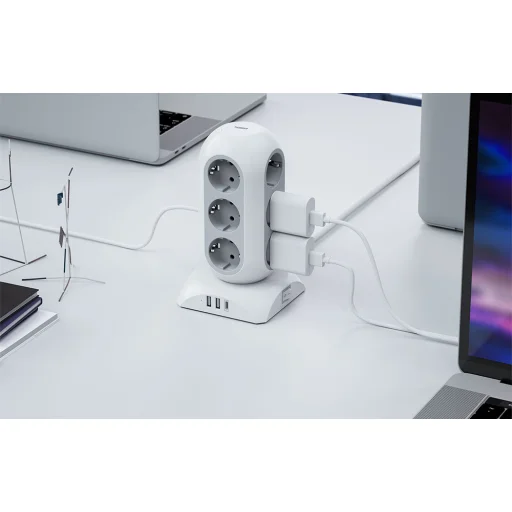 TESSAN Power strip TPS02-DE-C hálózati elosztó USB porttal - 5