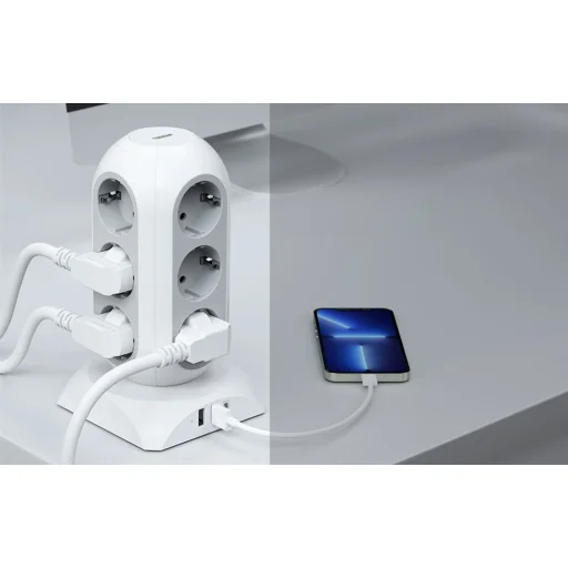 TESSAN Power strip TPS02-DE-C hálózati elosztó USB porttal - 6
