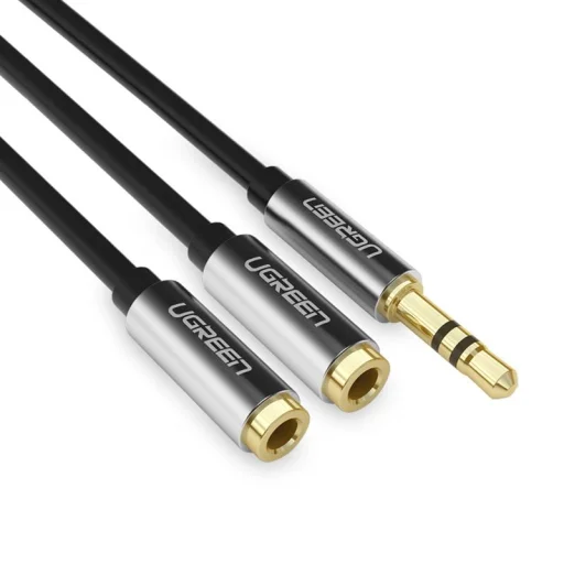 Ugreen AV123 fejhallgató kábel 3.5 mm minijack (male) - 2x 3.5 mm minijack (female) - fekete - 1