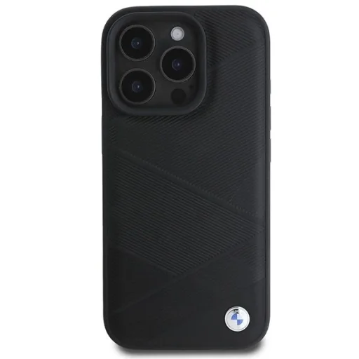  iPhone 16 Pro Fekete BMW Signature Leather Crossing Lines mintás tok - 3