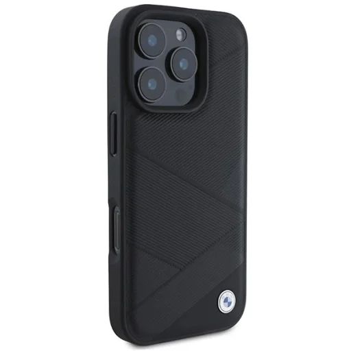  iPhone 16 Pro Fekete BMW Signature Leather Crossing Lines mintás tok - 4