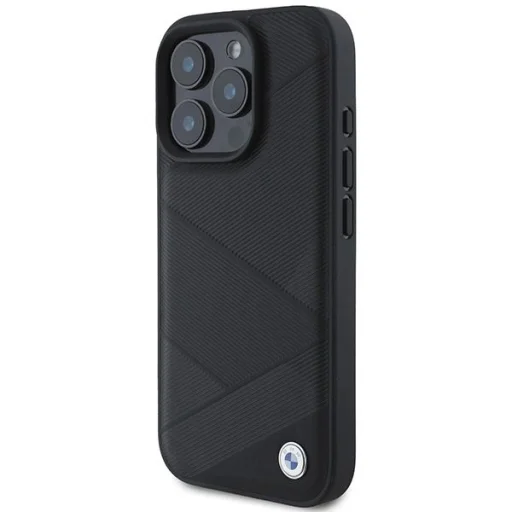  iPhone 16 Pro Fekete BMW Signature Leather Crossing Lines mintás tok - 2