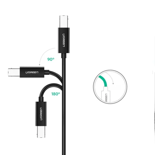 Ugreen nyomtató kábel USB-C - USB-B 480Mb/s 2m fekete (US241) - 6