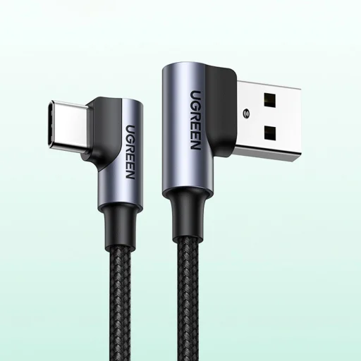 Ugreen 90° szögben hajlított kábel USB C - USB 2.0 480Mbps 3A 3m fekete (US176) - 13