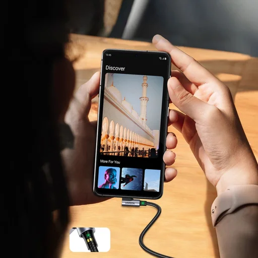 Ugreen 90° szögben hajlított kábel USB C - USB 2.0 480Mbps 3A 3m fekete (US176) - 8