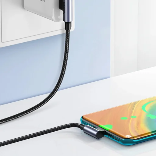 Ugreen 90° szögben hajlított kábel USB C - USB 2.0 480Mbps 3A 3m fekete (US176) - 4