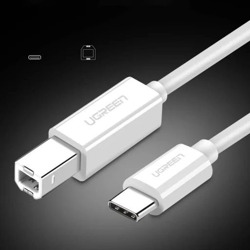 Ugreen tlačiarenský kábel USB-C - USB-B 480Mb/s 1m biely (US241) - 2