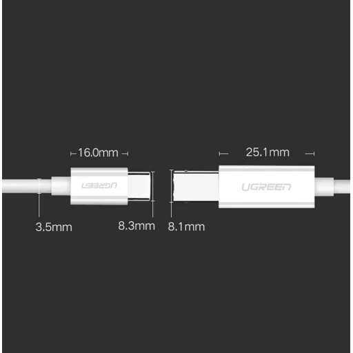 Ugreen tlačiarenský kábel USB-C - USB-B 480Mb/s 1m biely (US241) - 8