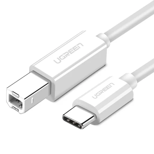 Ugreen tlačiarenský kábel USB-C - USB-B 480Mb/s 1m biely (US241) - 1