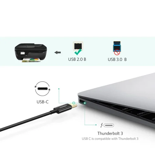 Ugreen US241 USB-C 2.0 - USB-B kábel 1 m - fekete - 6
