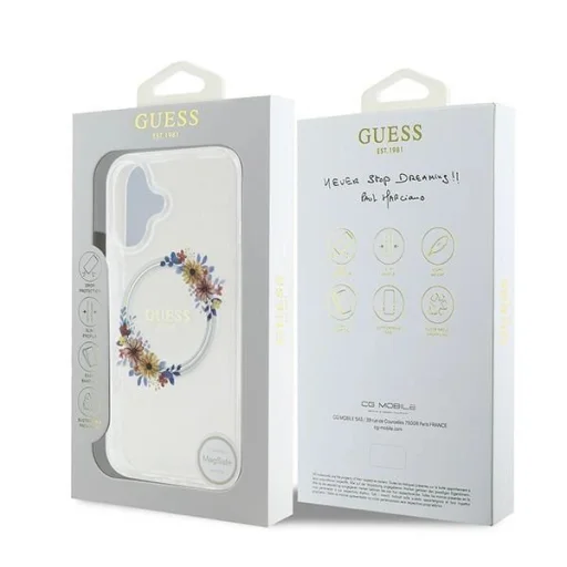  iPhone 16 Plus Átlátszó Guess IML Flowers Wreath MagSafe tok - 8