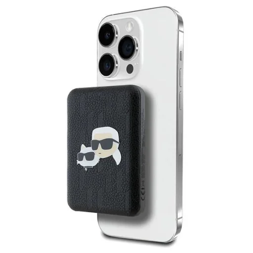 Karl Lagerfeld Induktív Powerbank KLPB5FPGKSKCHK 16W 5000mAh fekete/fekete Karl&Choupette Head Pin MagSafe - 1
