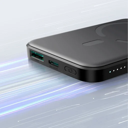 Joyroom JR-W020 Mini 5000 mAh induktív powerbank - fekete + USB-C / USB-C kábel - 11