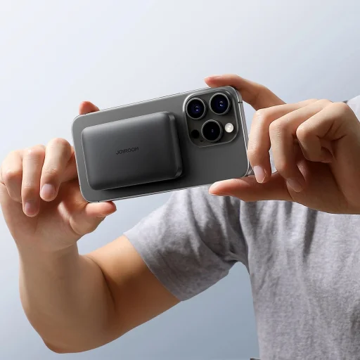 Joyroom JR-W020 Mini 5000 mAh induktív powerbank - fekete + USB-C / USB-C kábel - 9