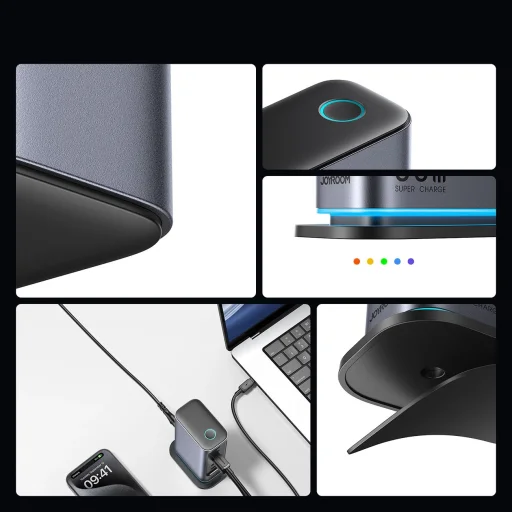 Joyroom JR-TCM02 többportos GaN töltő 65W EU 4x USB-C 2x USB-A - sötétszürke - 11