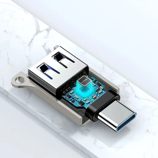 Joyroom S-H151 USB-C (male) / USB-A (female) adapter akasztólyukkal - Ezüst - 3
