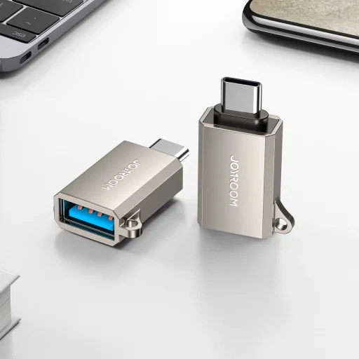 Joyroom S-H151 USB-C (male) / USB-A (female) adapter akasztólyukkal - Ezüst - 7