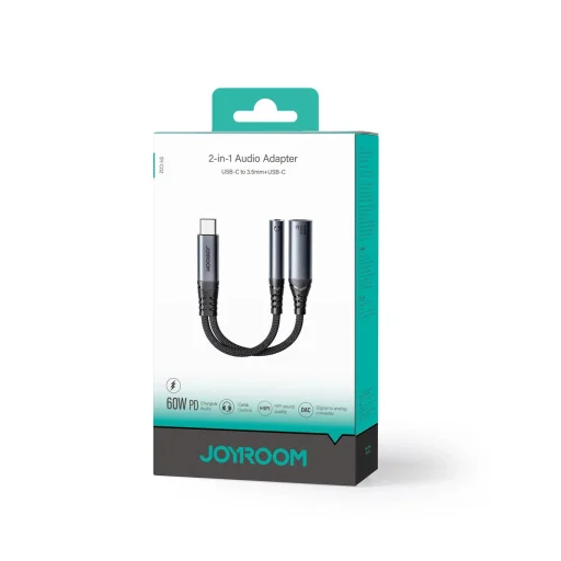 Joyroom SY-C02 2in1 DAC adapter USB-C to USB-C / 3.5 mm mini jack - fekete - 5