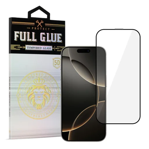 Edzett üveg HARD Full Glue 5D iPhone 16 Pro fekete üvegfólia - 1