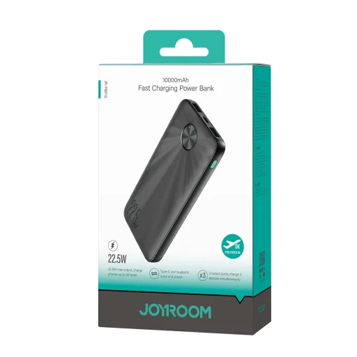 Joyroom JR-PBF15 10000mAh USB-C USB-A 22.5W powerbank - fekete - 8
