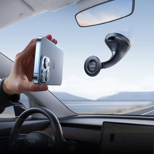 Joyroom JR-ZS406 mágneses autós telefontartó műszerfalra / szélvédőre - fekete - 11