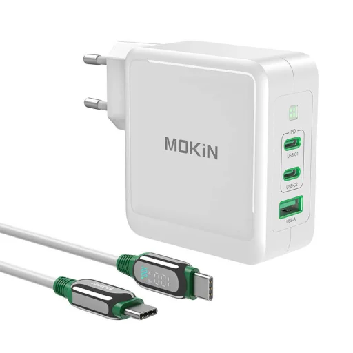 MOKiN PD140W 2C1A GaN 2xUSB-C 1xUSB-A hálózati töltő (fekete) - 1