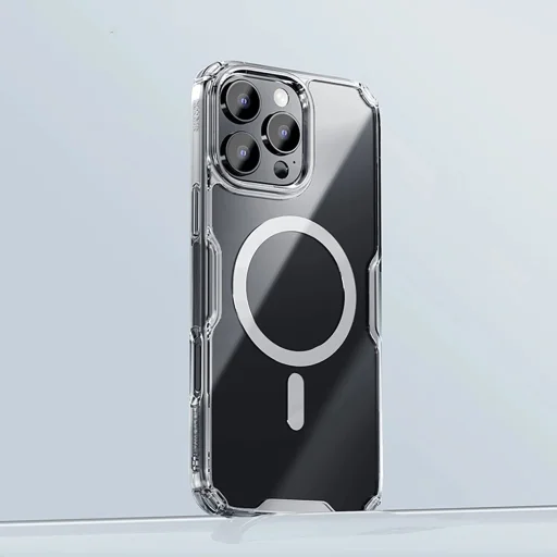 Nillkin Nature Pro mágneses tok MagSafe funkcióval iPhone 16-hoz - Átlátszó & Fehér - 6