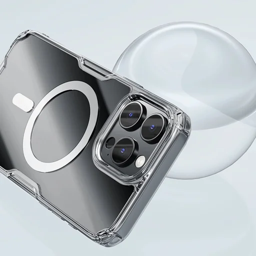 Nillkin Nature Pro mágneses tok MagSafe funkcióval iPhone 16-hoz - Átlátszó & Fehér - 7